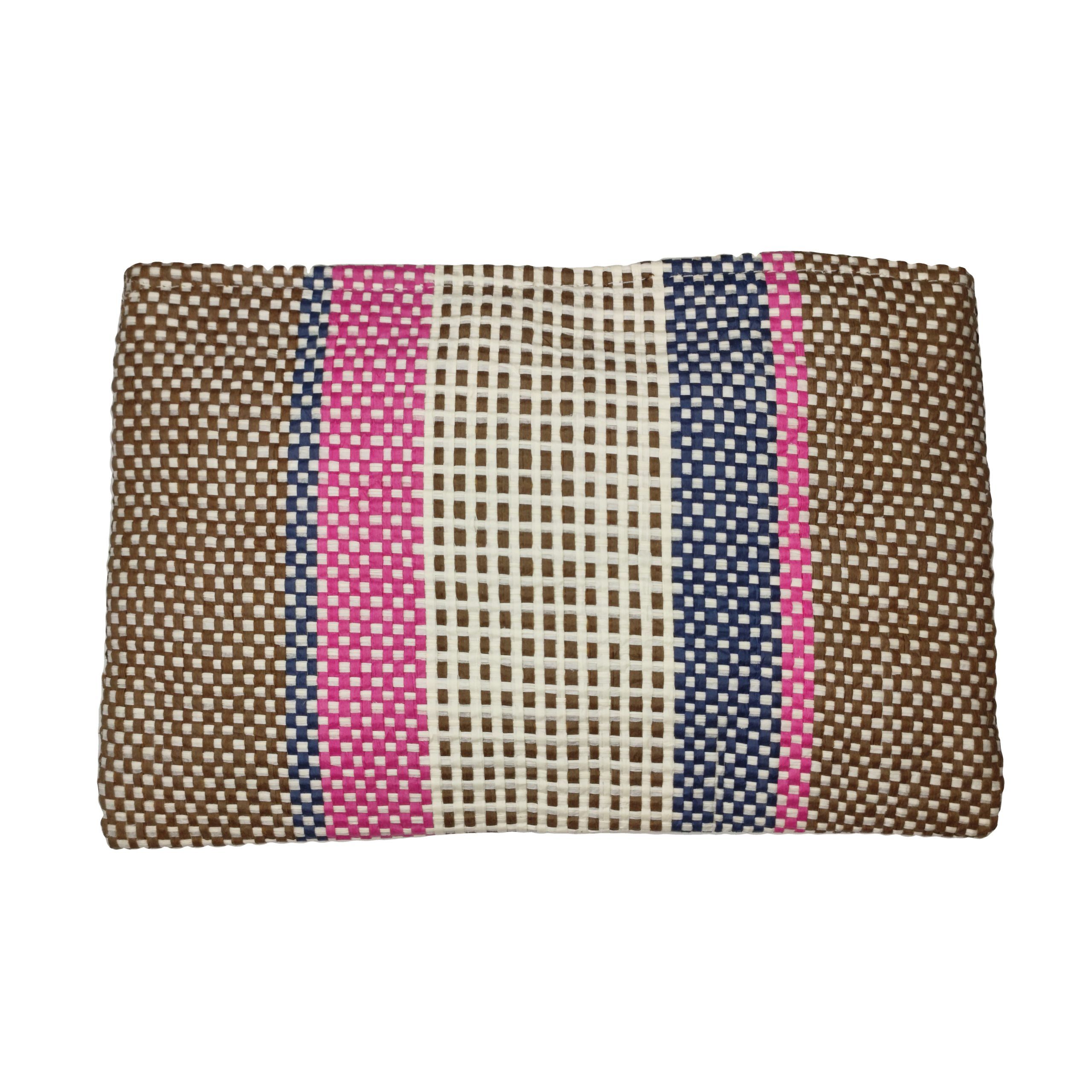 Bolso de mano trenzado a rayas rosa de Maluca trasera