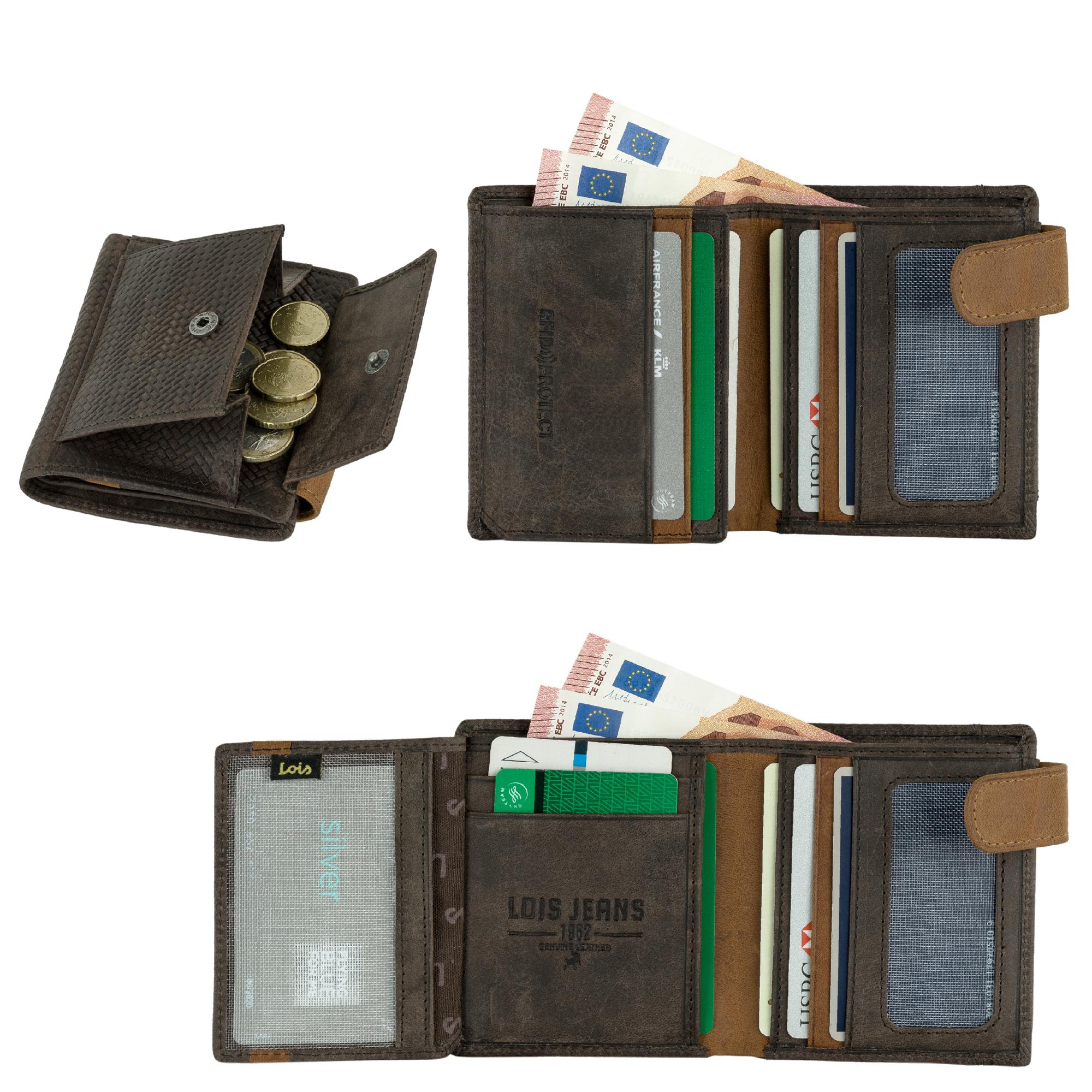 Cartera de hombre de piel marrón con monedero interior de Lois 202721 detalle