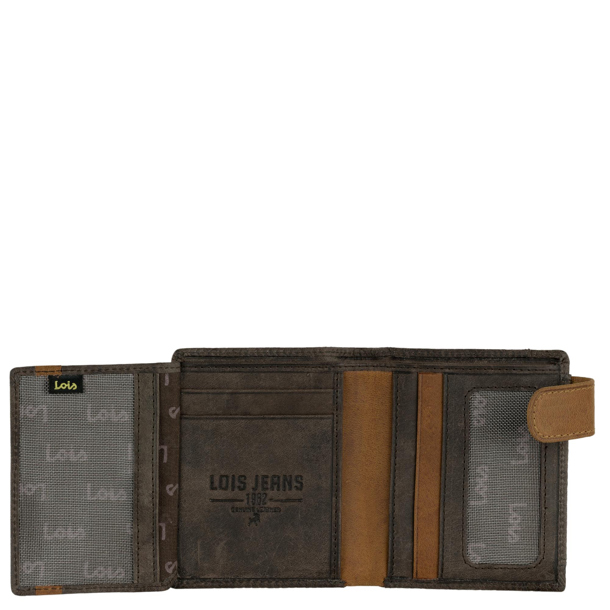 Cartera de hombre de piel marrón con monedero interior de Lois 202721 interior tarjetas