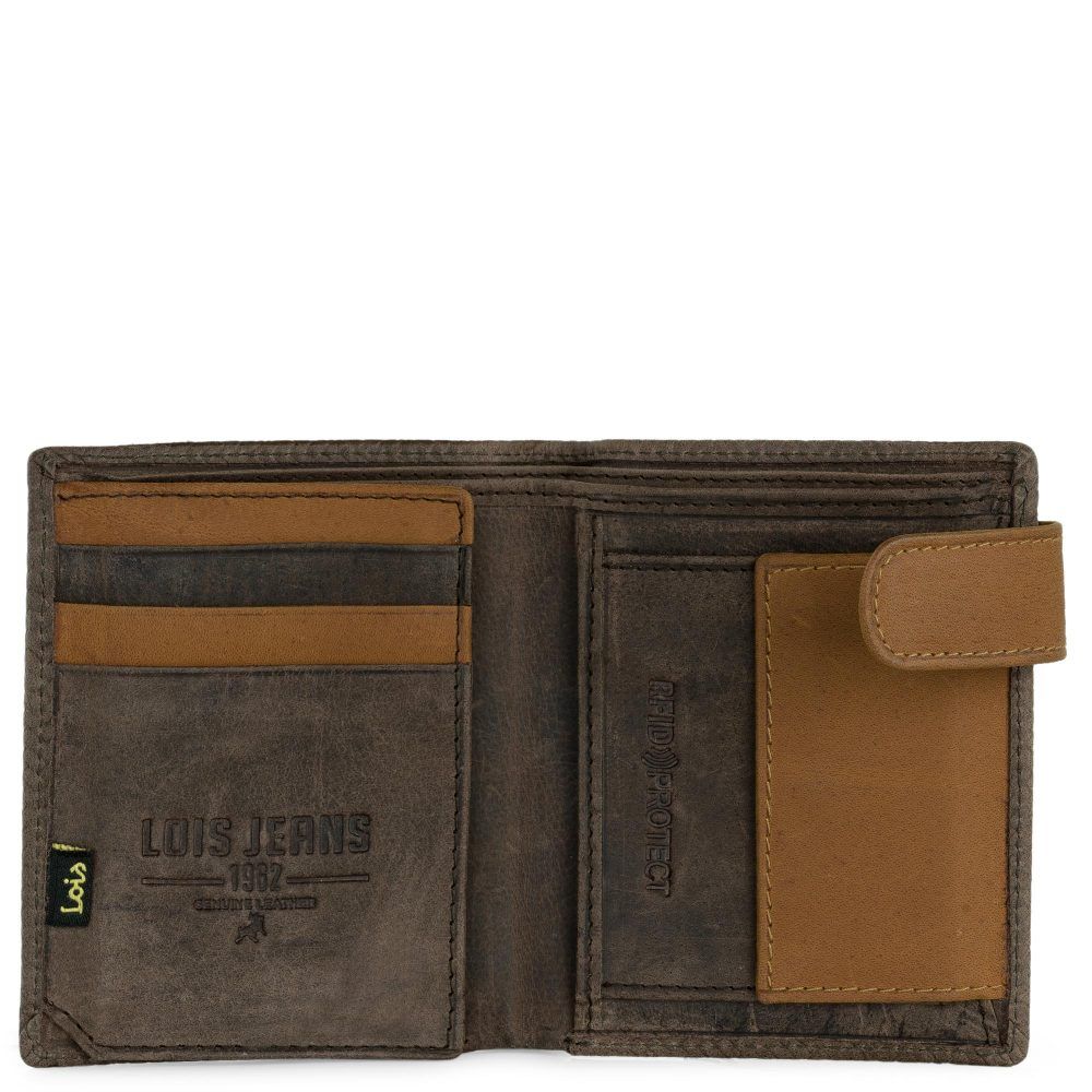 Cartera de hombre de piel marrón de Lois 202720 bolsillos