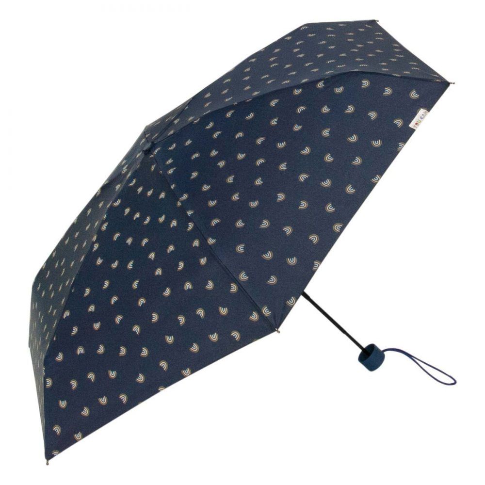 Paraguas plegable mini de mujer con arcoiris de Bisetti azul