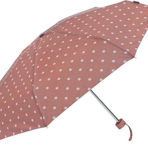 Paraguas-plegable-mini-de-mujer-con-lunares-espiga-de-Bisetti-abierto-rosa