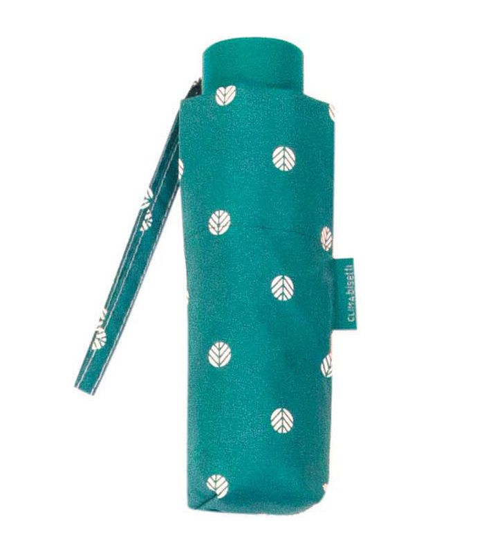 Paraguas-plegable-mini-de-mujer-con-lunares-espiga-de-Bisetti-azul