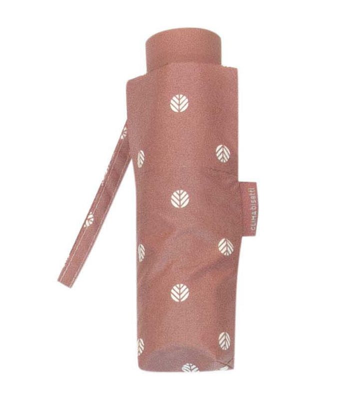 Paraguas-plegable-mini-de-mujer-con-lunares-espiga-de-Bisetti-rosa
