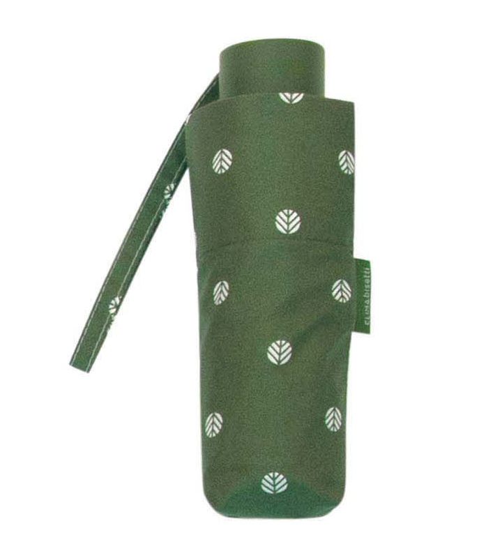 Paraguas-plegable-mini-de-mujer-con-lunares-espiga-de-Bisetti-verde