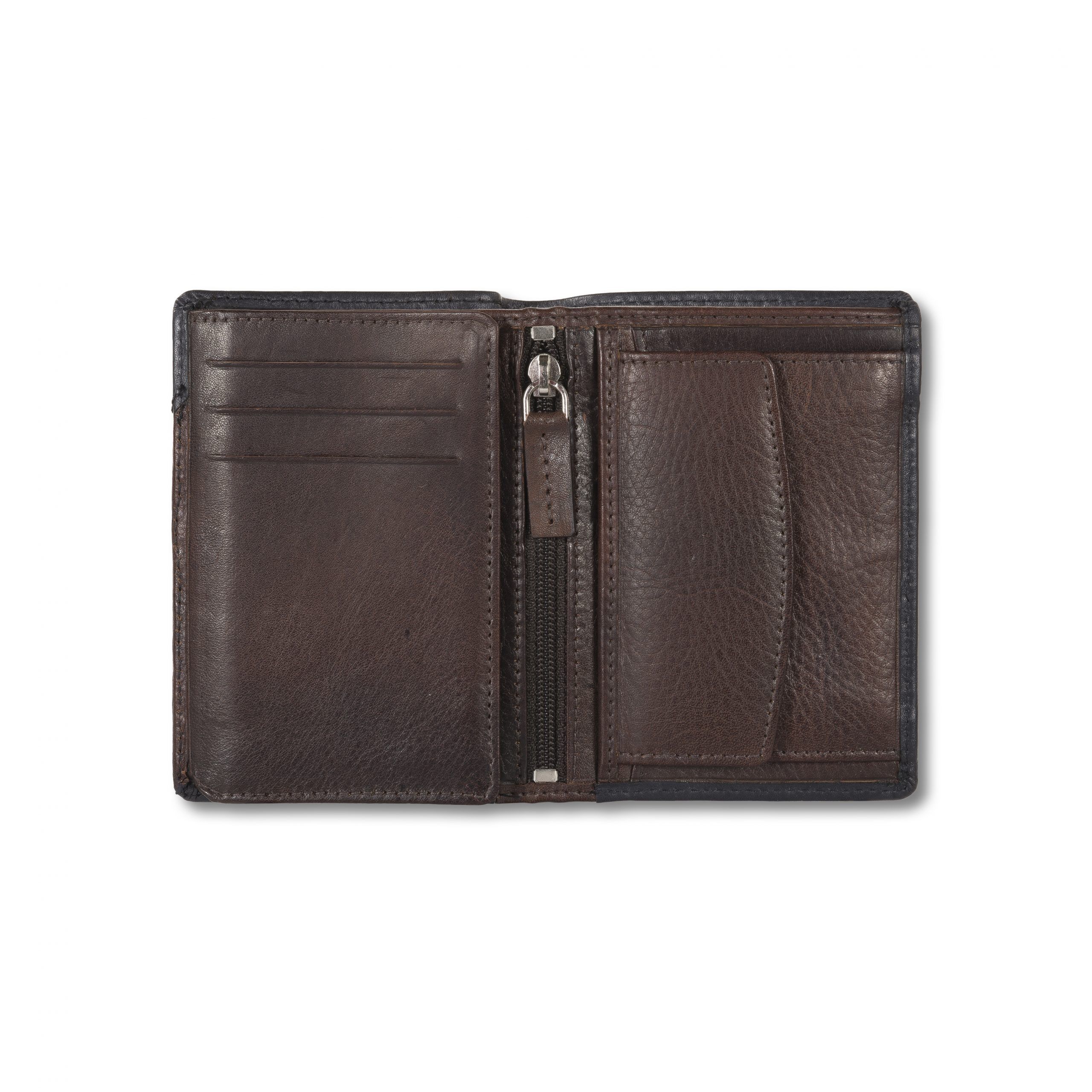 Cartera de hombre de piel bicolor de Liberto interior marron