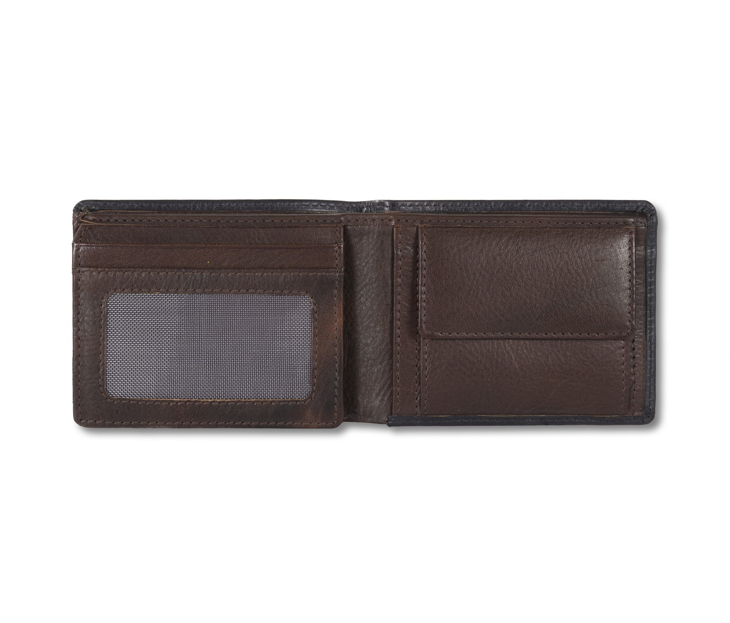 Cartera de hombre de piel bicolor estilo americano de Liberto interior marrón