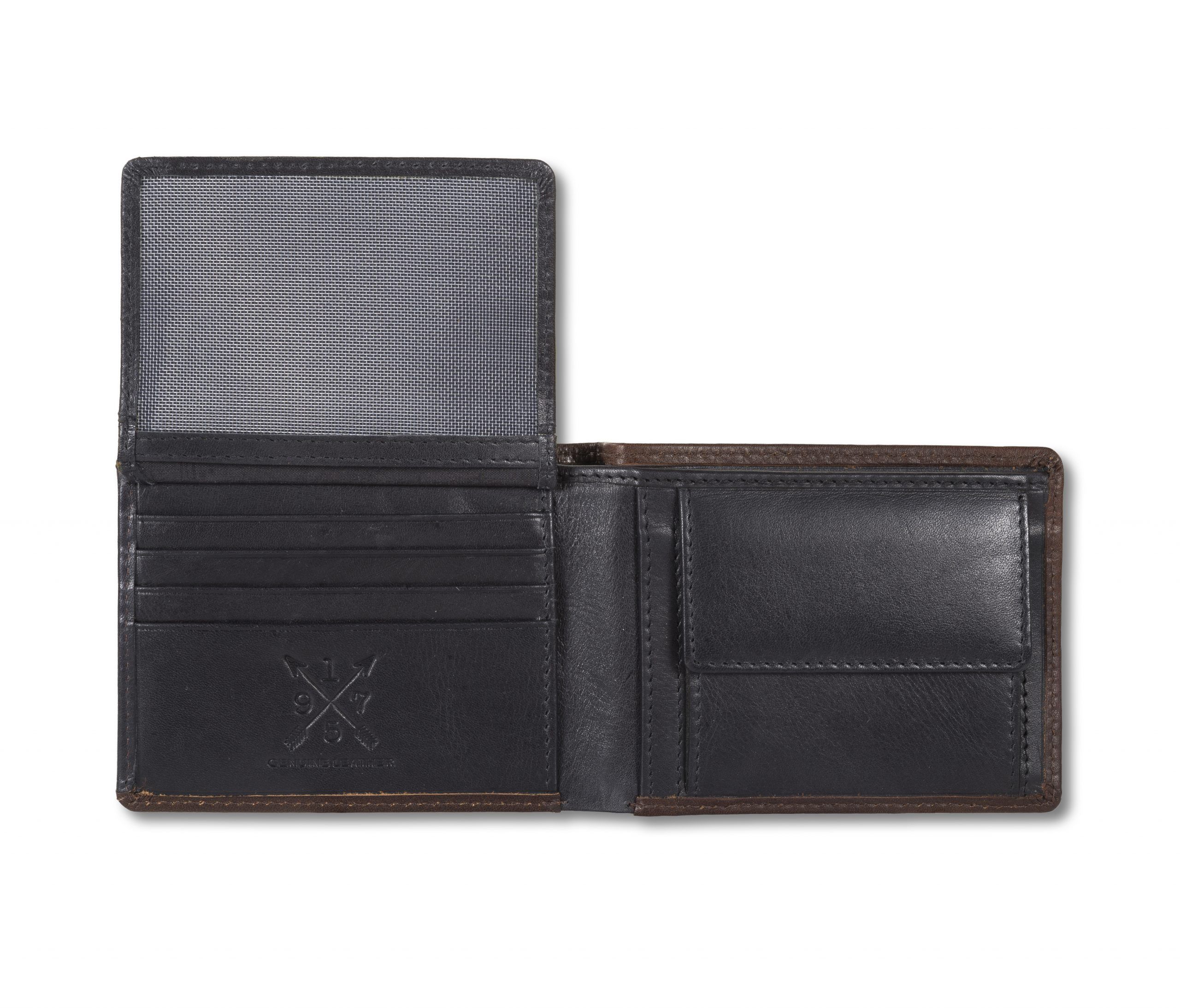 Cartera de hombre de piel bicolor estilo americano de Liberto negra