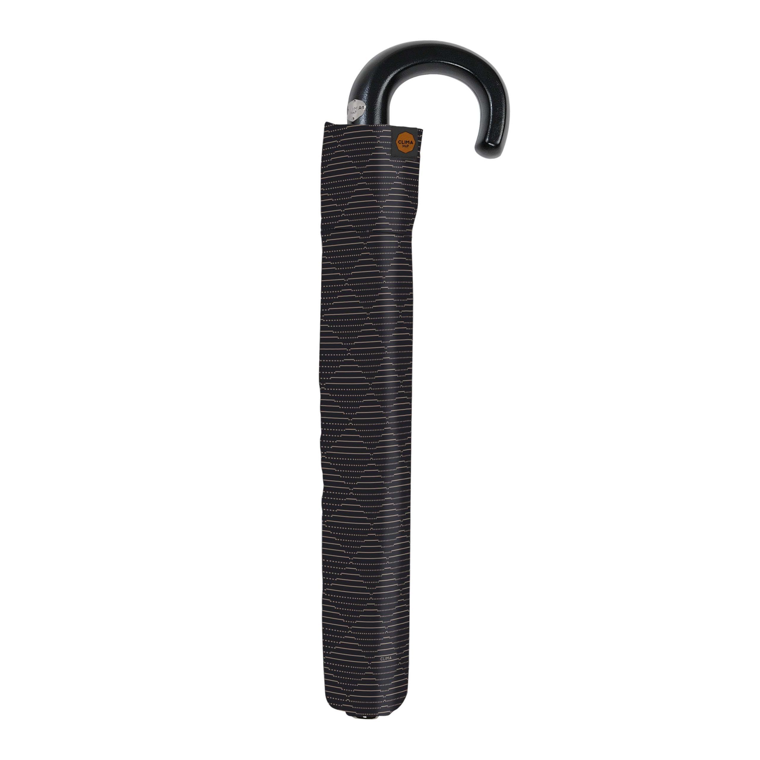 Paraguas plegable de hombre estampado negro de M&P triángulos cerrado