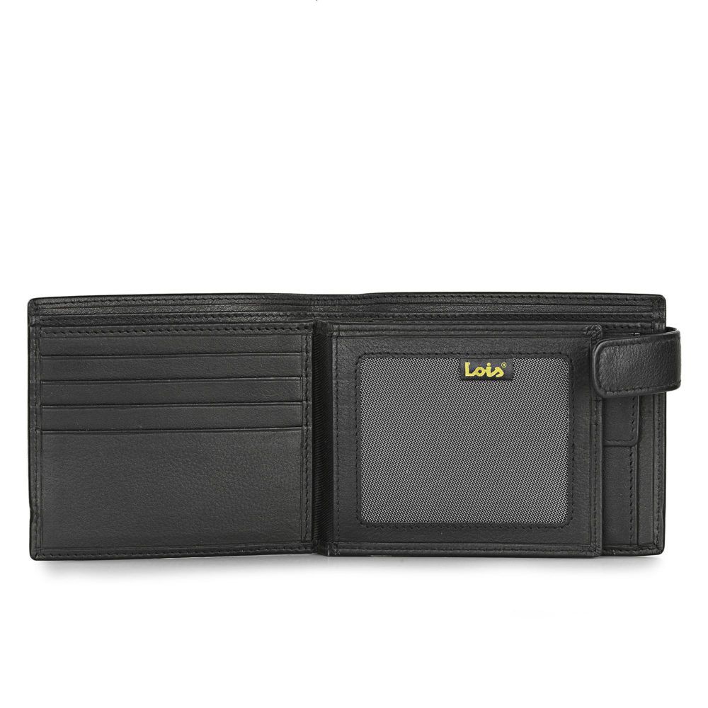 cartera de hombre de piel Lois negra desplegable