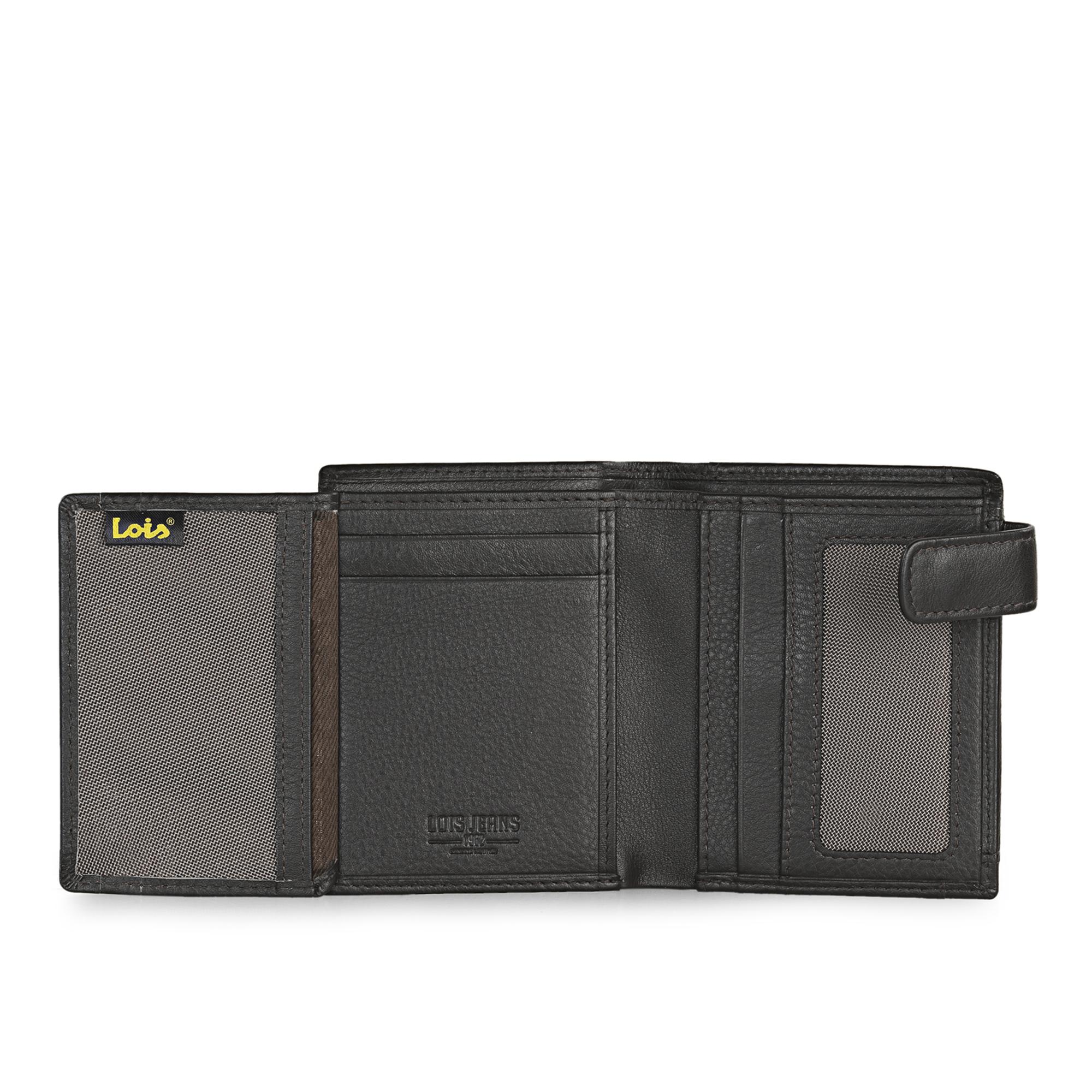 Cartera hombre con monedero de piel Lois en marrón desplegable
