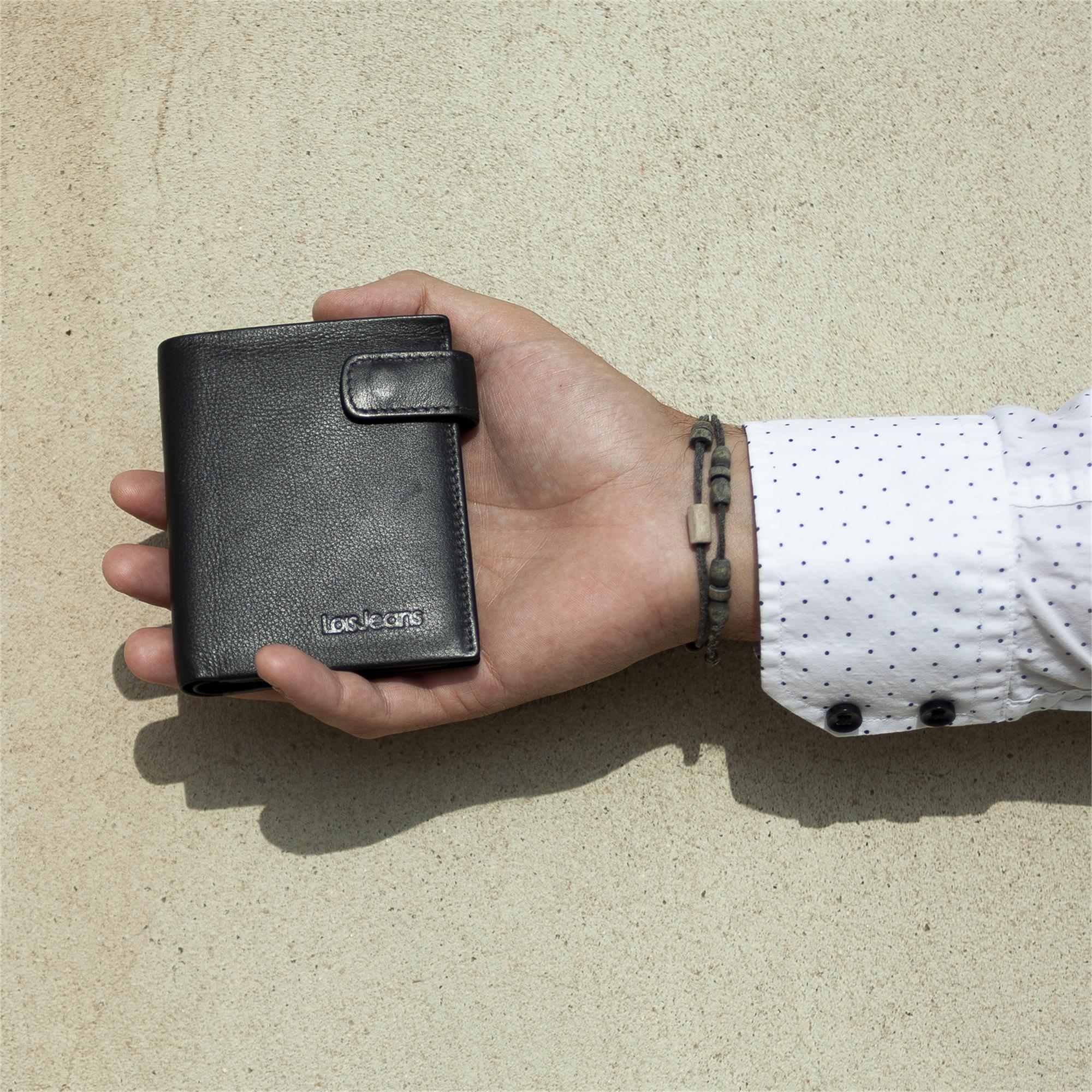 Cartera hombre con monedero de piel Lois en negro modelo