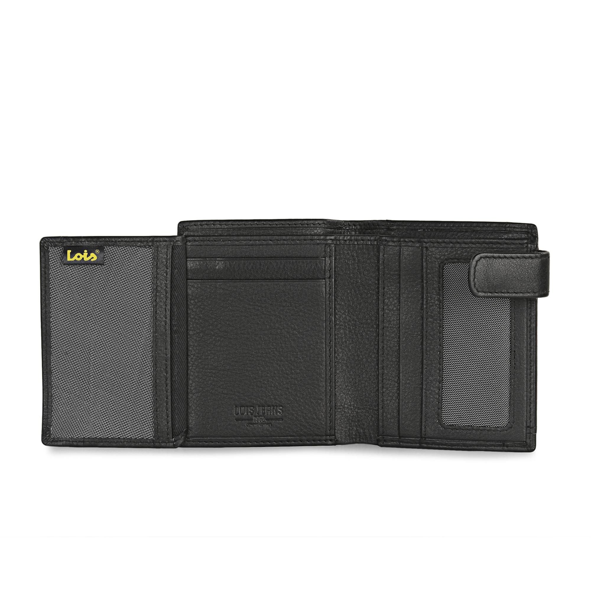 Cartera hombre con monedero de piel Lois en negro con desplegable