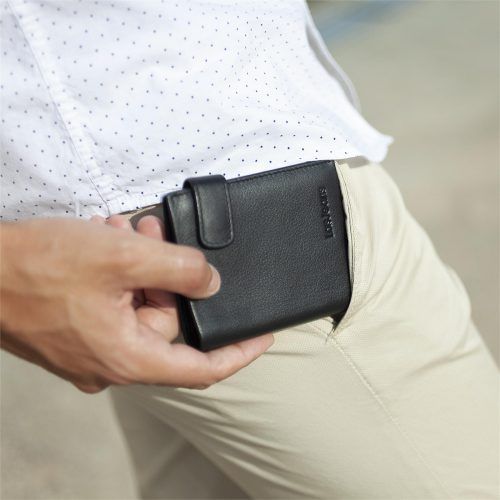 Cartera hombre con monedero de piel Lois en negro modelo Cartera hombre con monedero de piel Lois en negro modelo