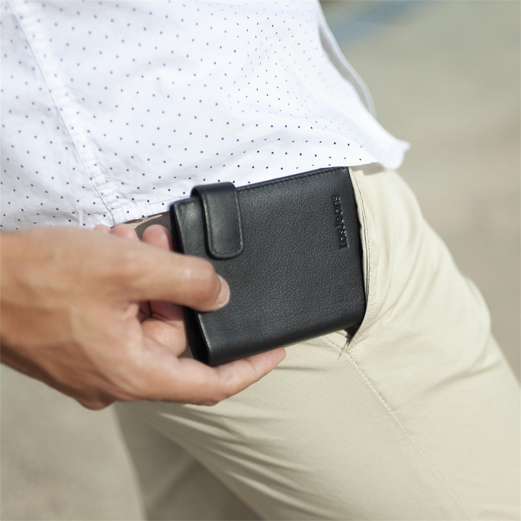 Cartera hombre con monedero de piel Lois en negro modelo