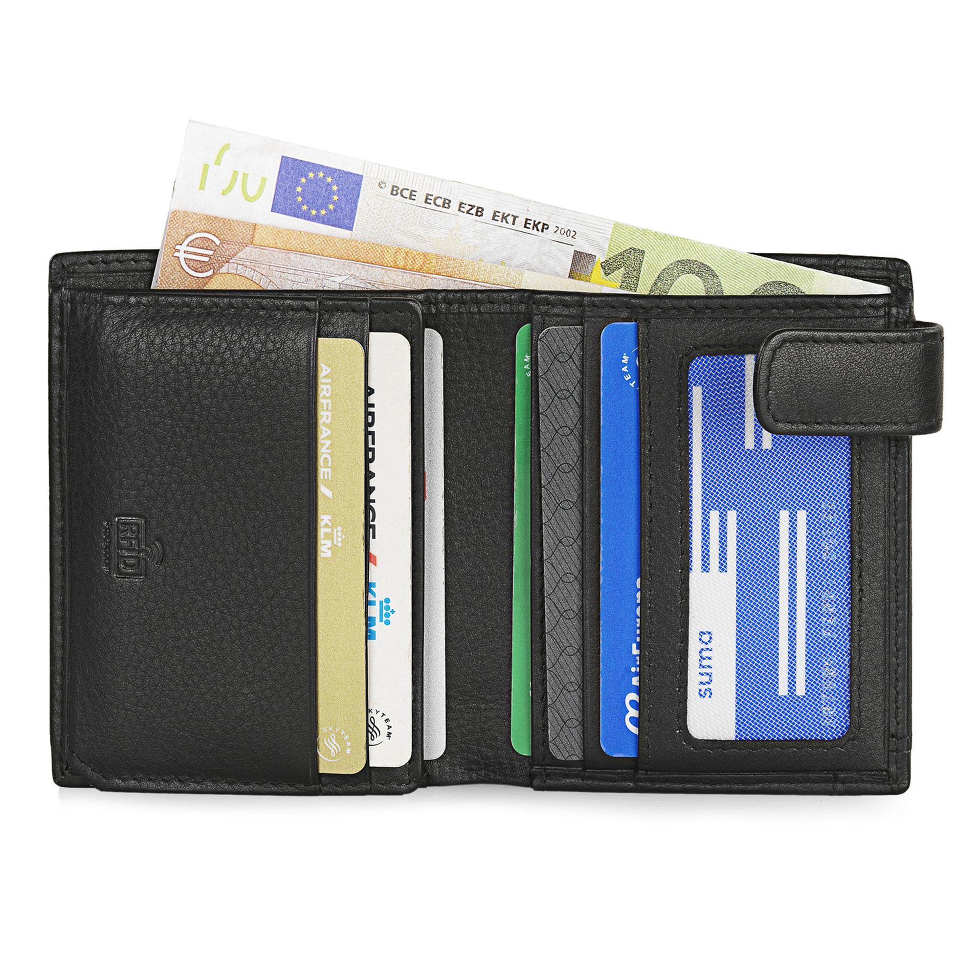 Cartera hombre con monedero de piel Lois en negro capacidad interior