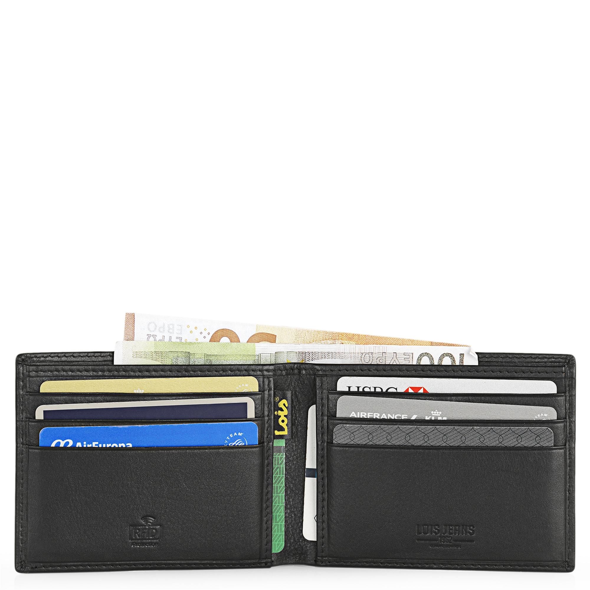 Cartera de hombre de piel Lois en negro capacidad interior