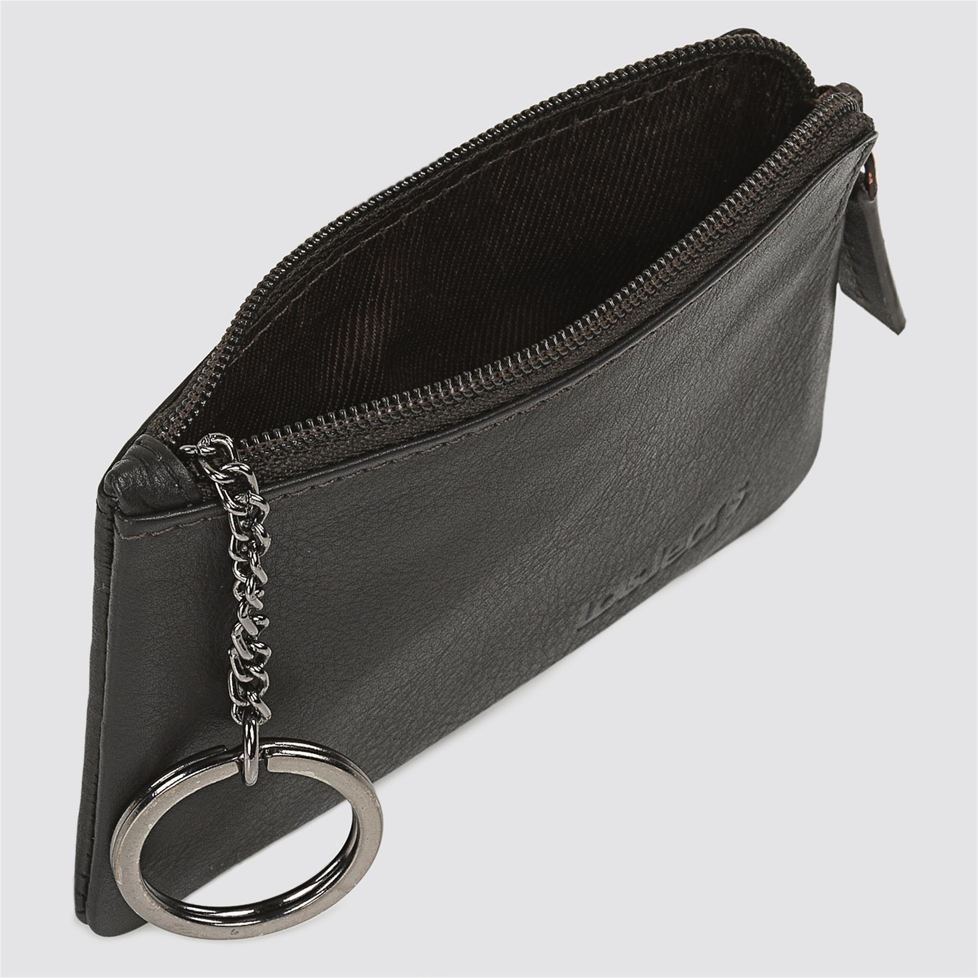 Monedero de piel Lois marrón abierto