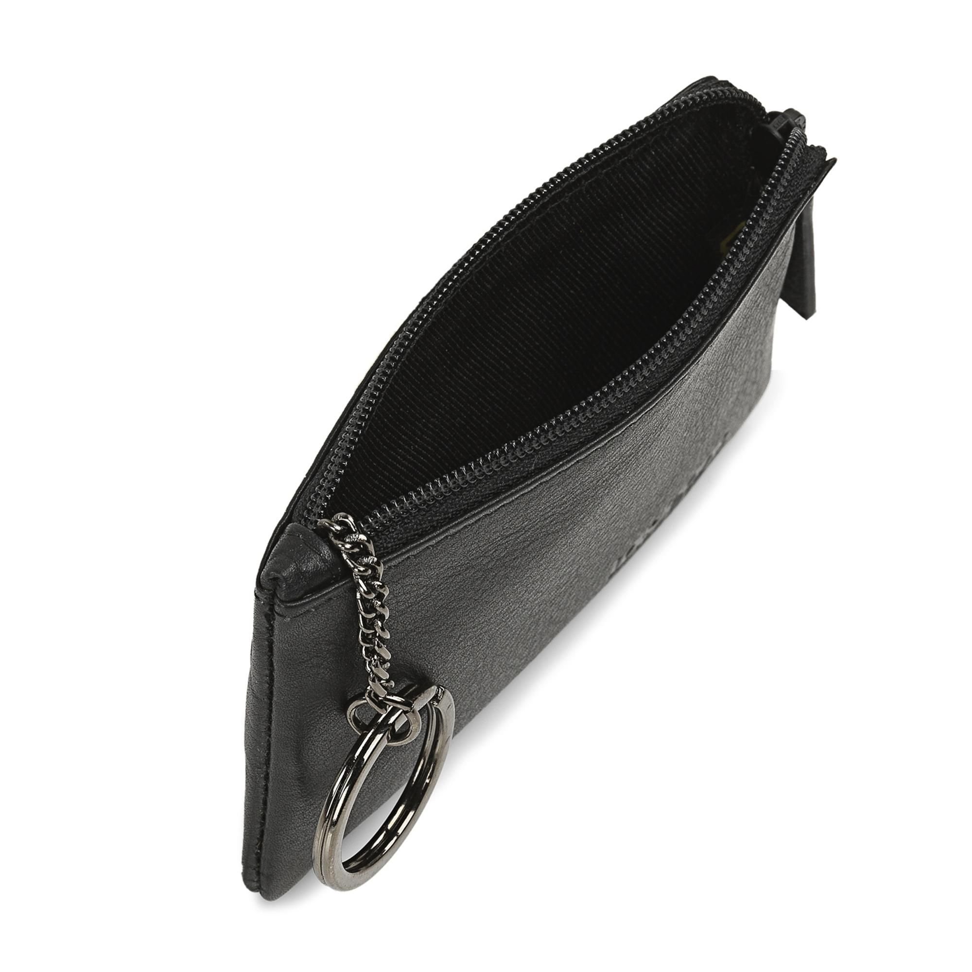 Monedero de piel Lois negro abierto