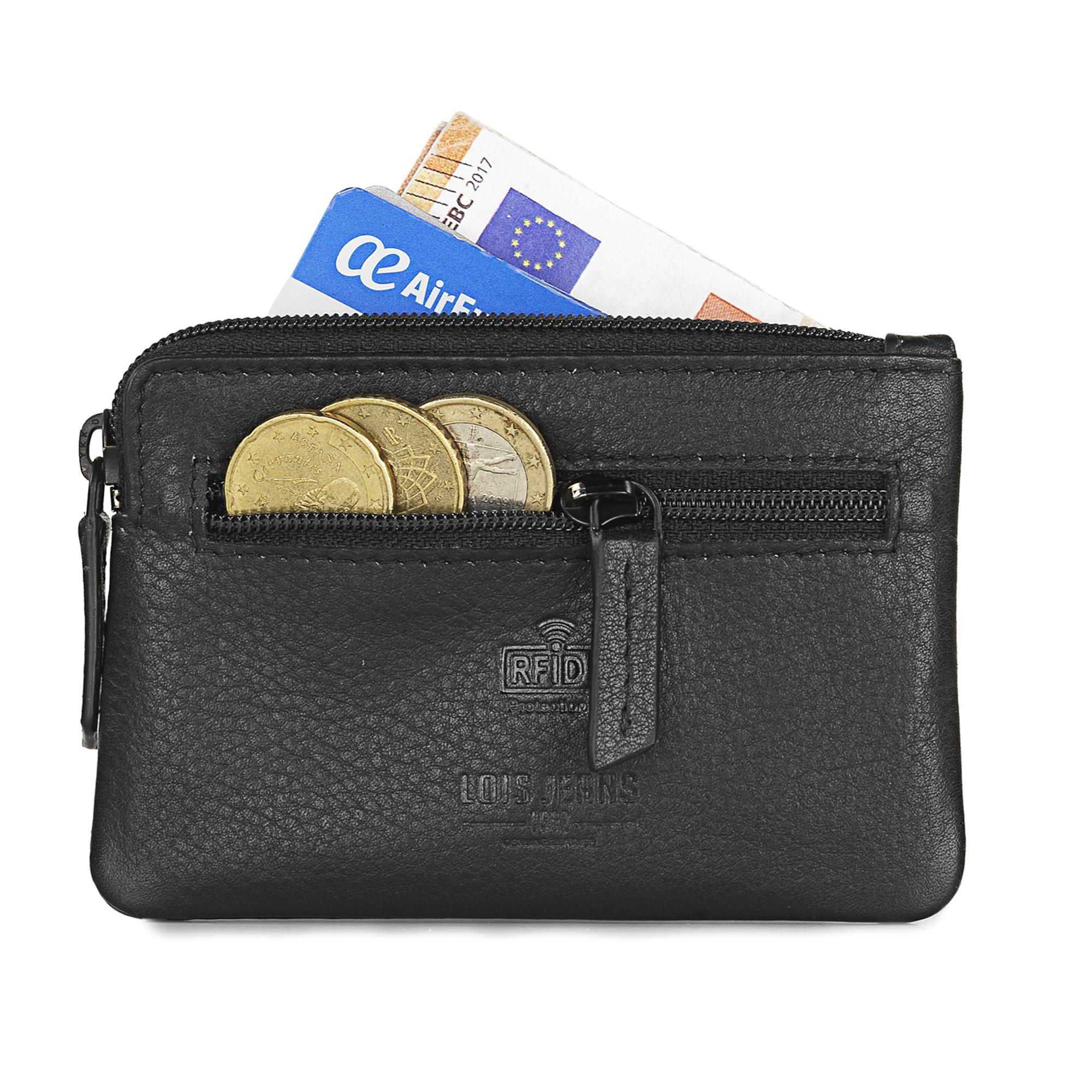 Monedero de piel Lois negro capacidad interior