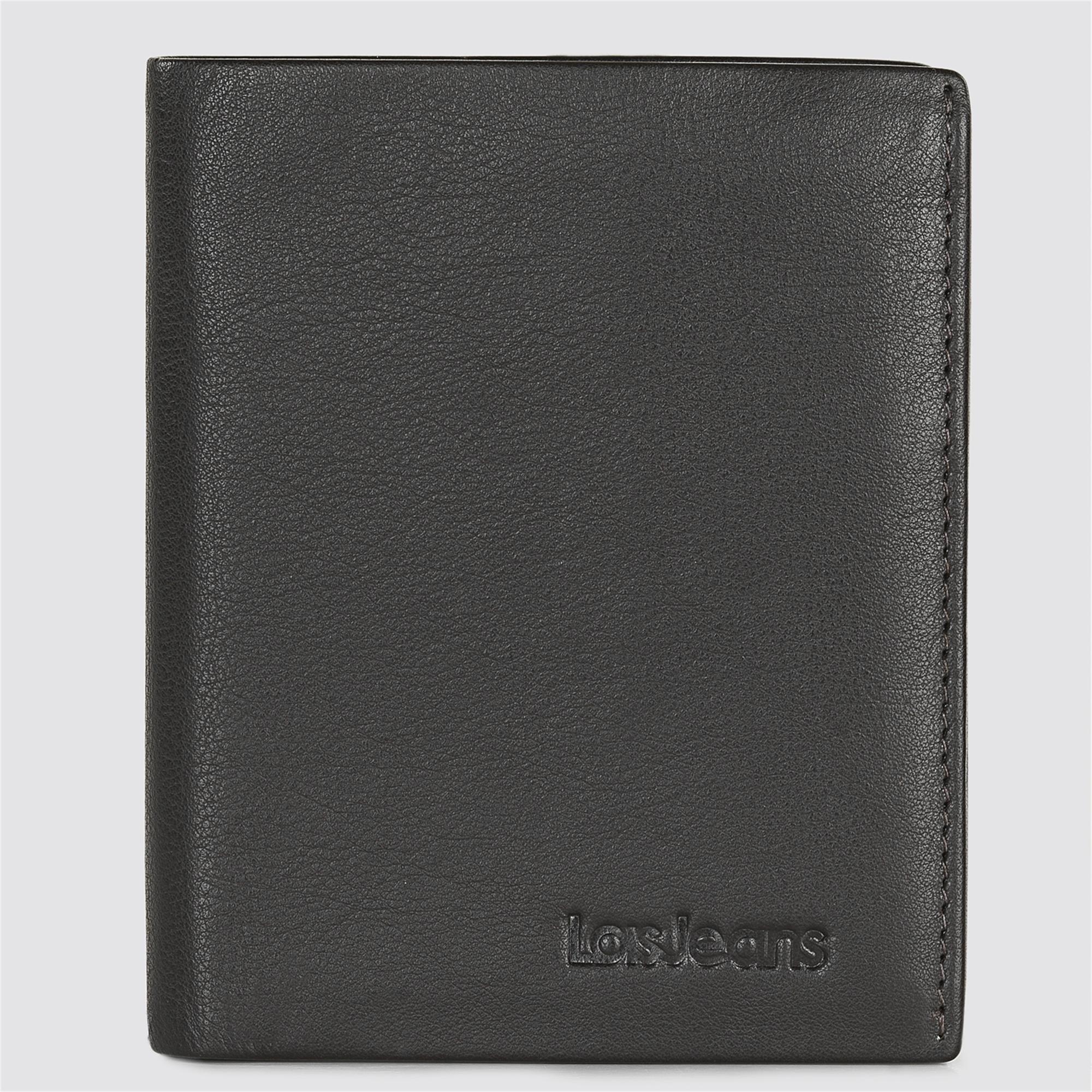 Cartera de hombre con monedero en marrón frontal