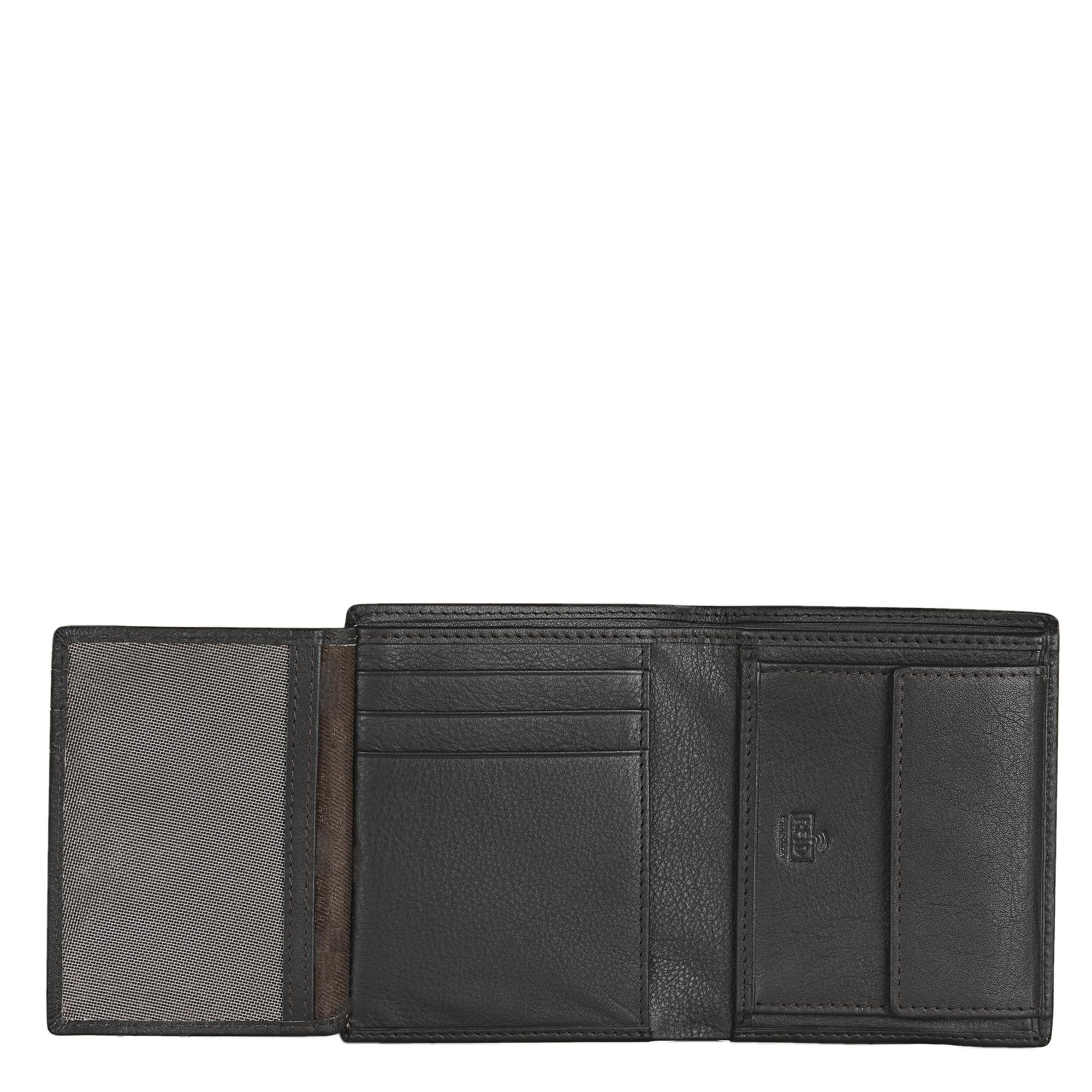 Cartera de hombre con monedero en marrón desplegable