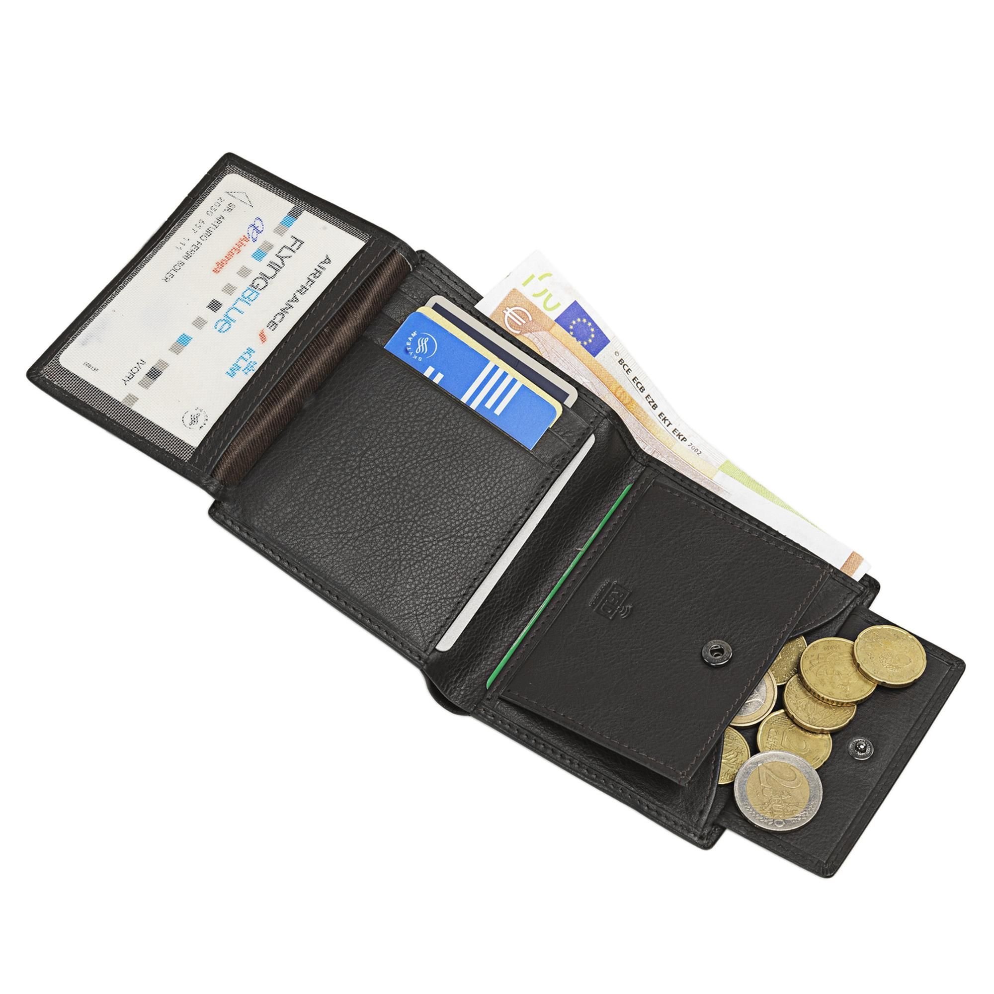 Cartera de hombre con monedero en marrón capacidad del desplegable