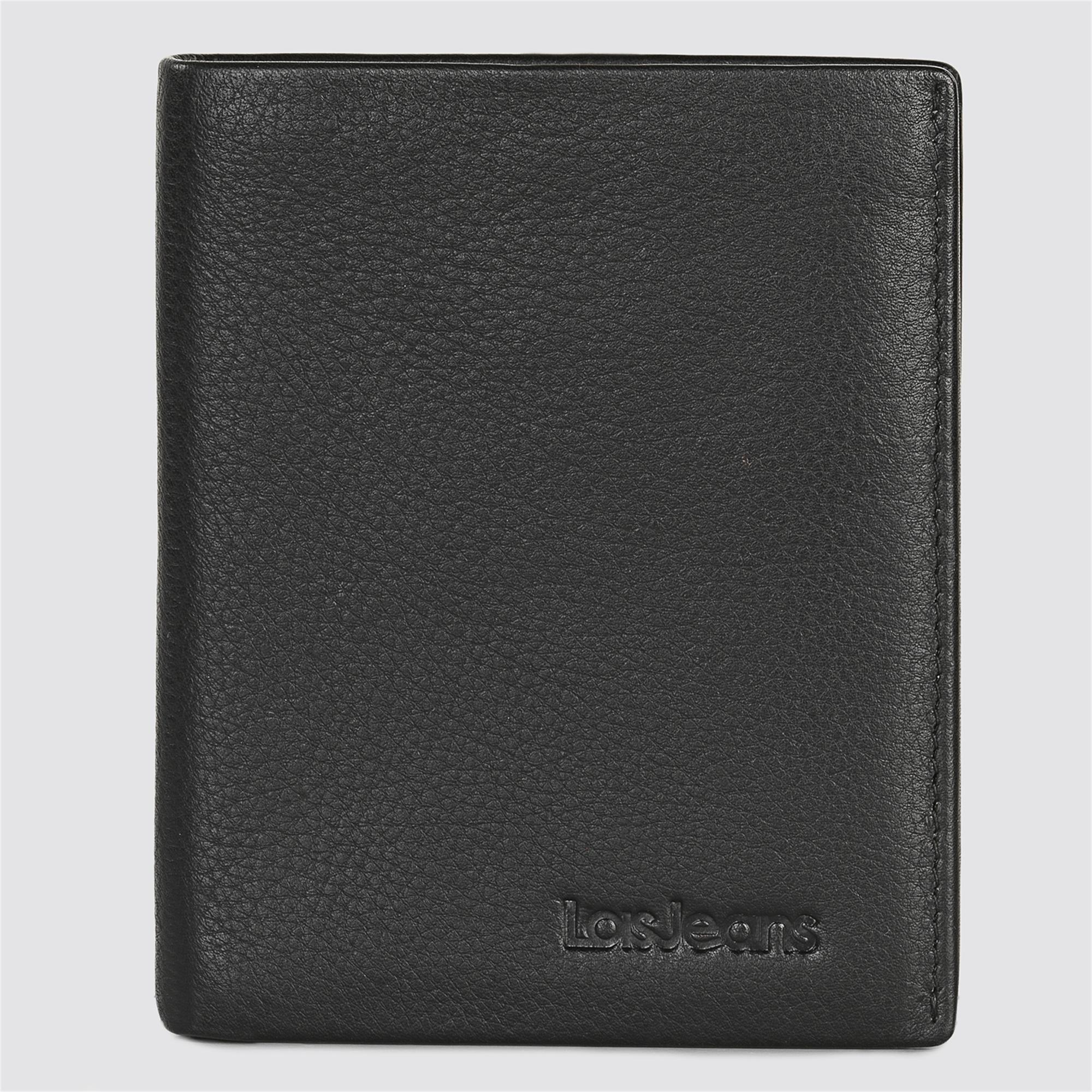 Cartera de hombre con monedero en negro frontal