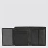 Cartera de hombre con monedero en negro desplegable