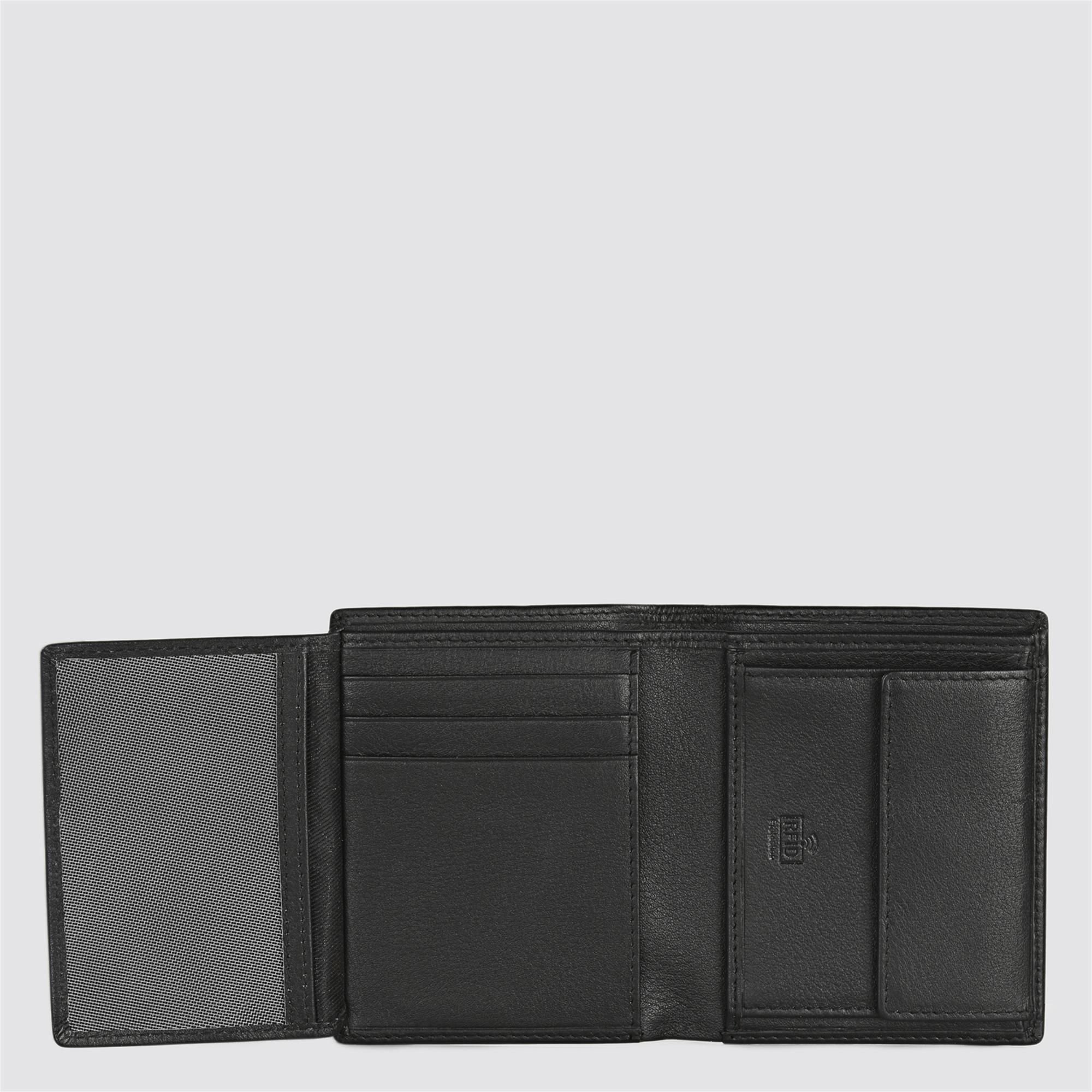 Cartera de hombre con monedero en negro desplegable