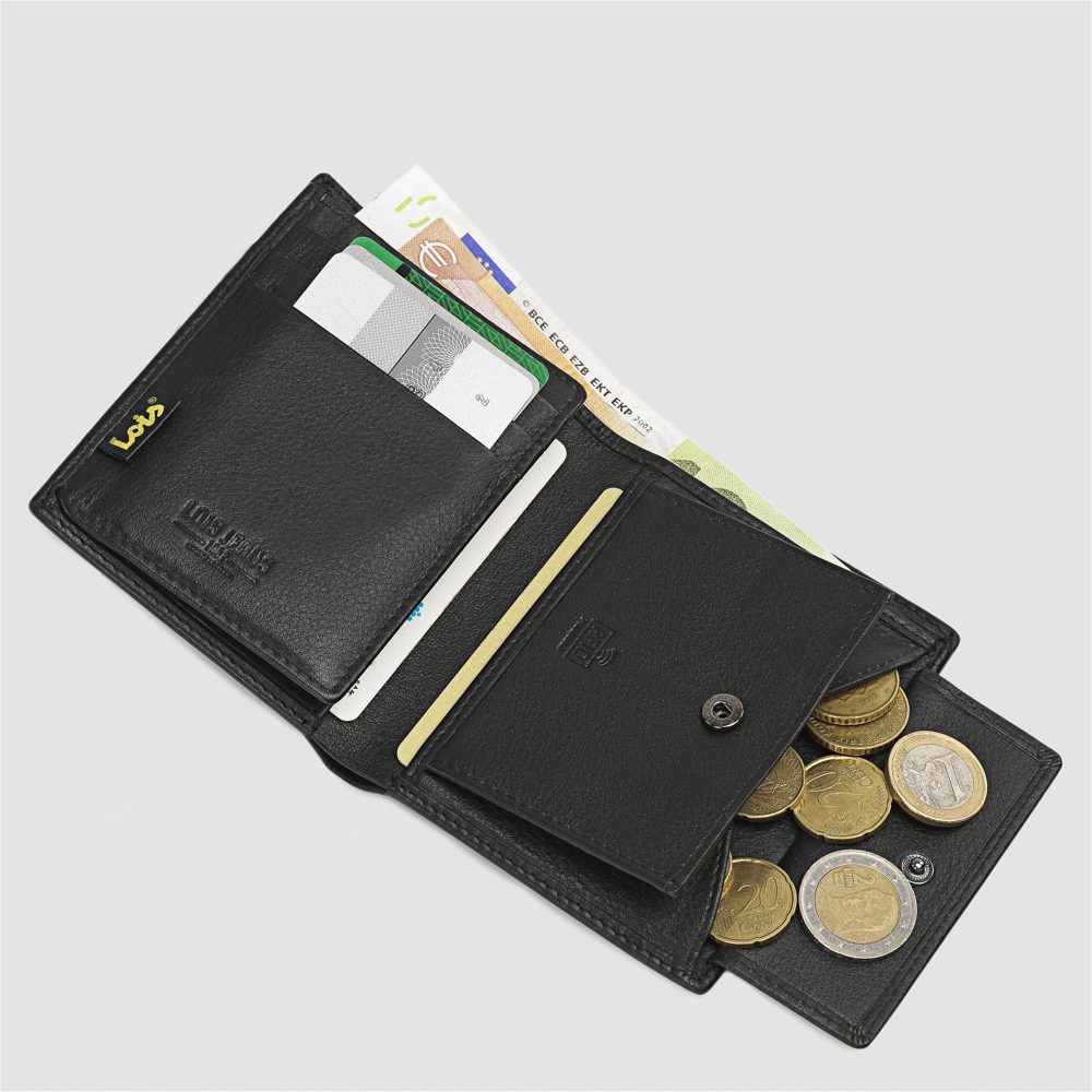 Cartera de hombre con monedero en negro capacidad