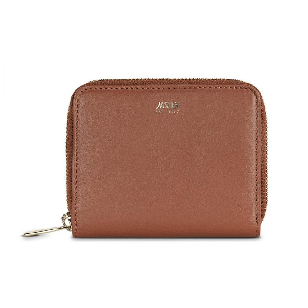 Cartera de piel mujer Jaslen marrón frontal