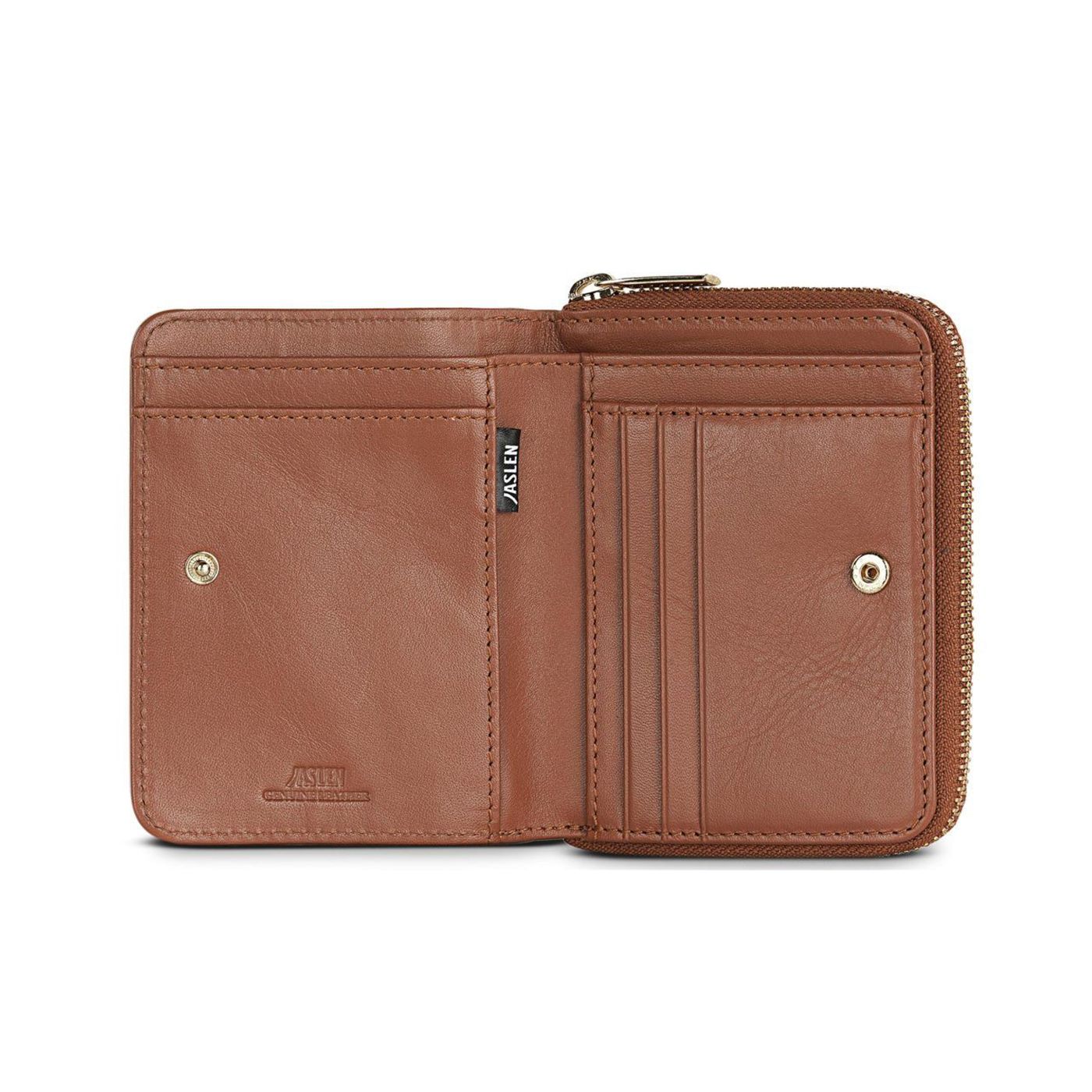Cartera de piel mujer Jaslen marrón interior