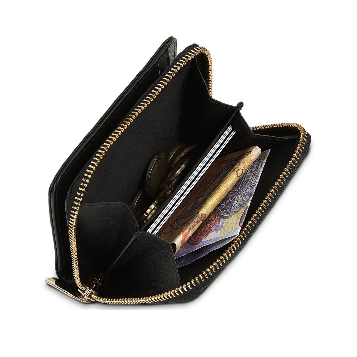 Cartera de piel mujer Jaslen negro capacidad monedero