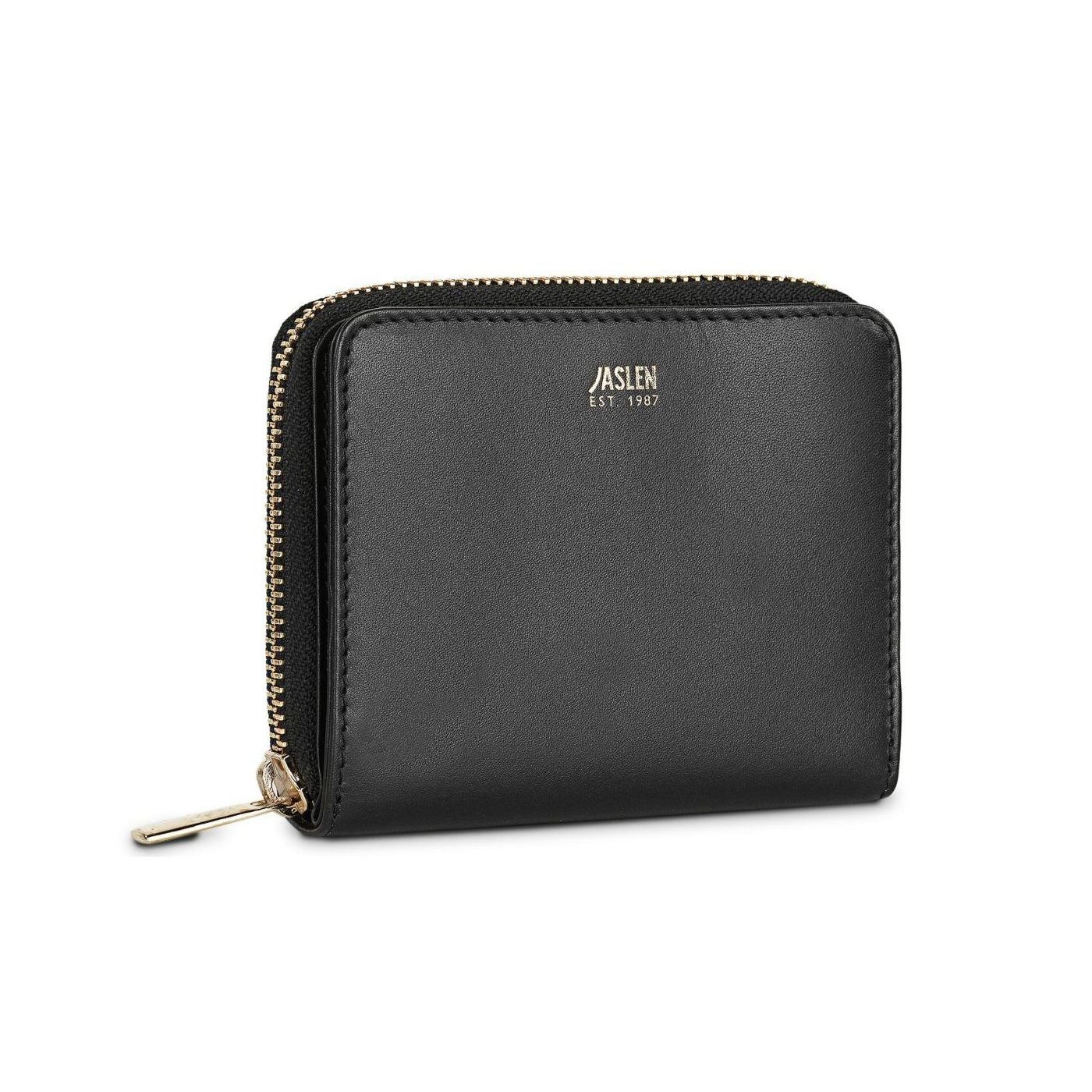 Cartera de piel mujer Jaslen negro lateral