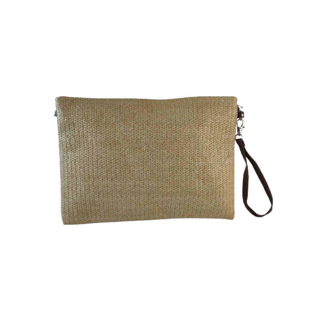 Bolso de rafia de mano con pasamanería Maluca color natural posterior Bolso de rafia de mano con pasamanería Maluca color natural posterior