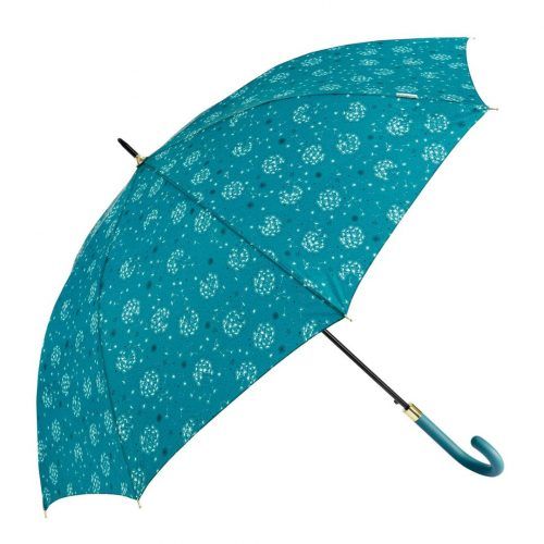 Paraguas largo de mujer estampado azul turquesa Lucky Flower de Bisetti