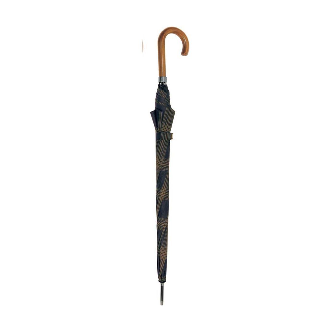 Paraguas largo de hombre de cuadros grandes de C-Collection azul cerrado