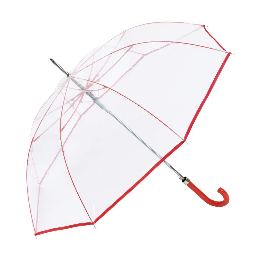 Paraguas largo de mujer transparente con vivo en color de C-Collection 429 rojo Paraguas largo de mujer transparente con vivo en color de C-Collection 429 rojo