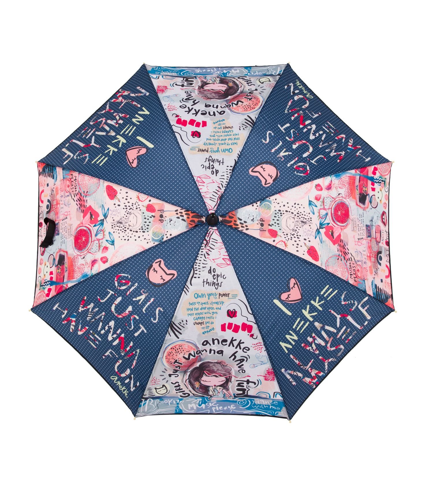 Paraguas largo Anekke Fun & Music abierto detalle