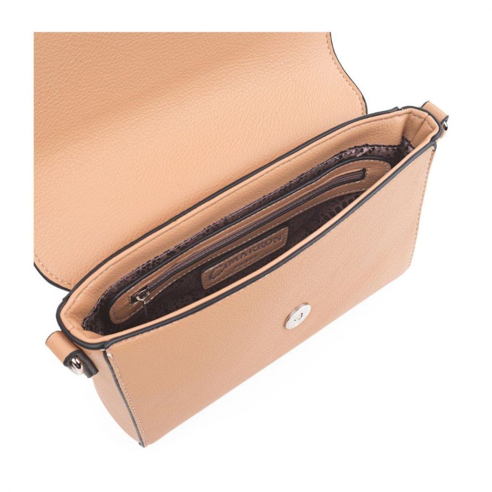 Bolso bandolera de mujer con solapa Cimarron camel interior