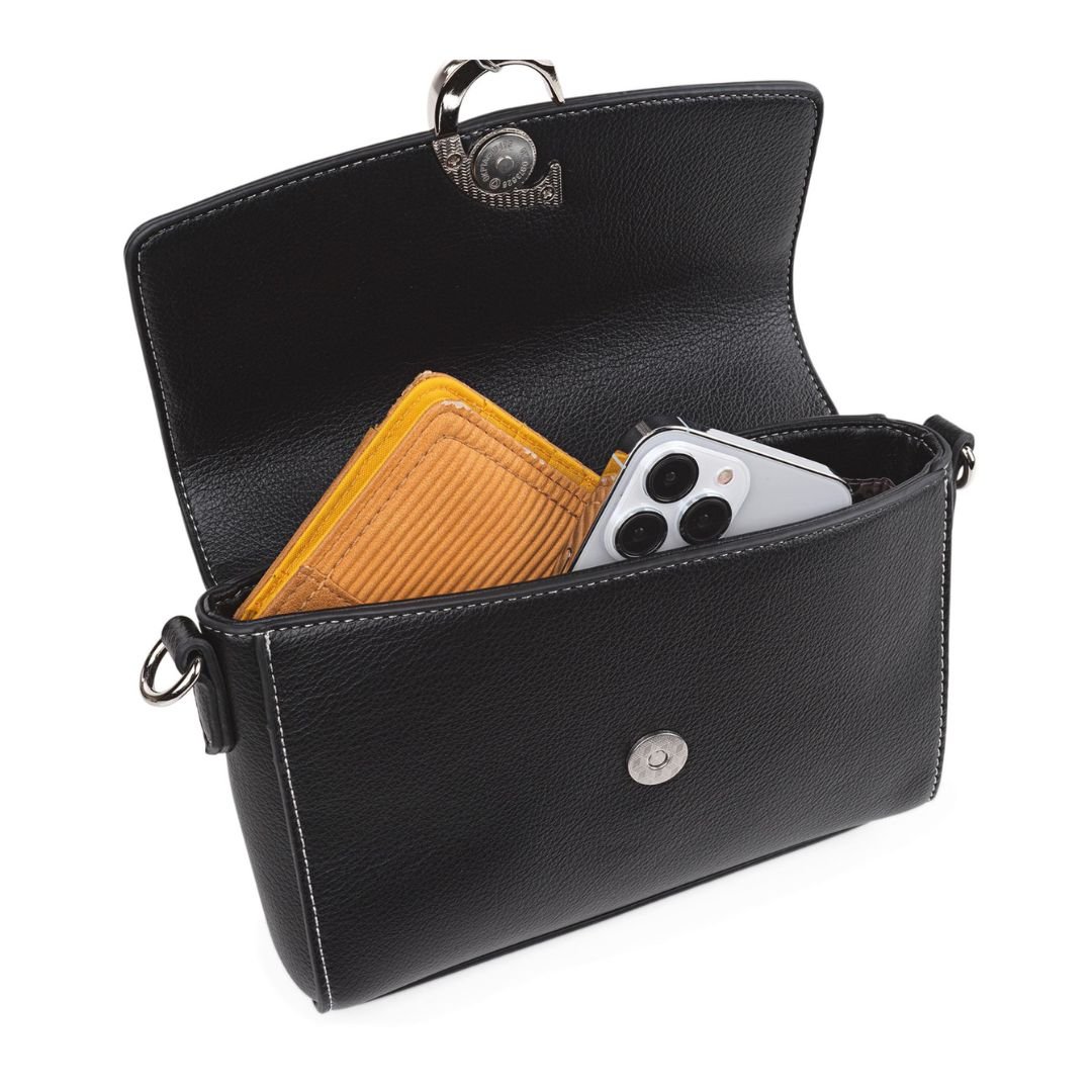 Bolso bandolera de mujer con solapa Cimarron negro capacidad interior Bolso bandolera de mujer con solapa Cimarron negro capacidad interior