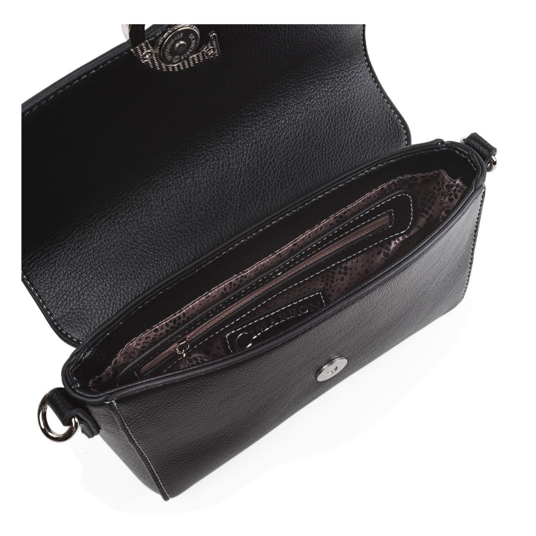 Bolso bandolera de mujer con solapa Cimarron negro interior Bolso bandolera de mujer con solapa Cimarron negro interior