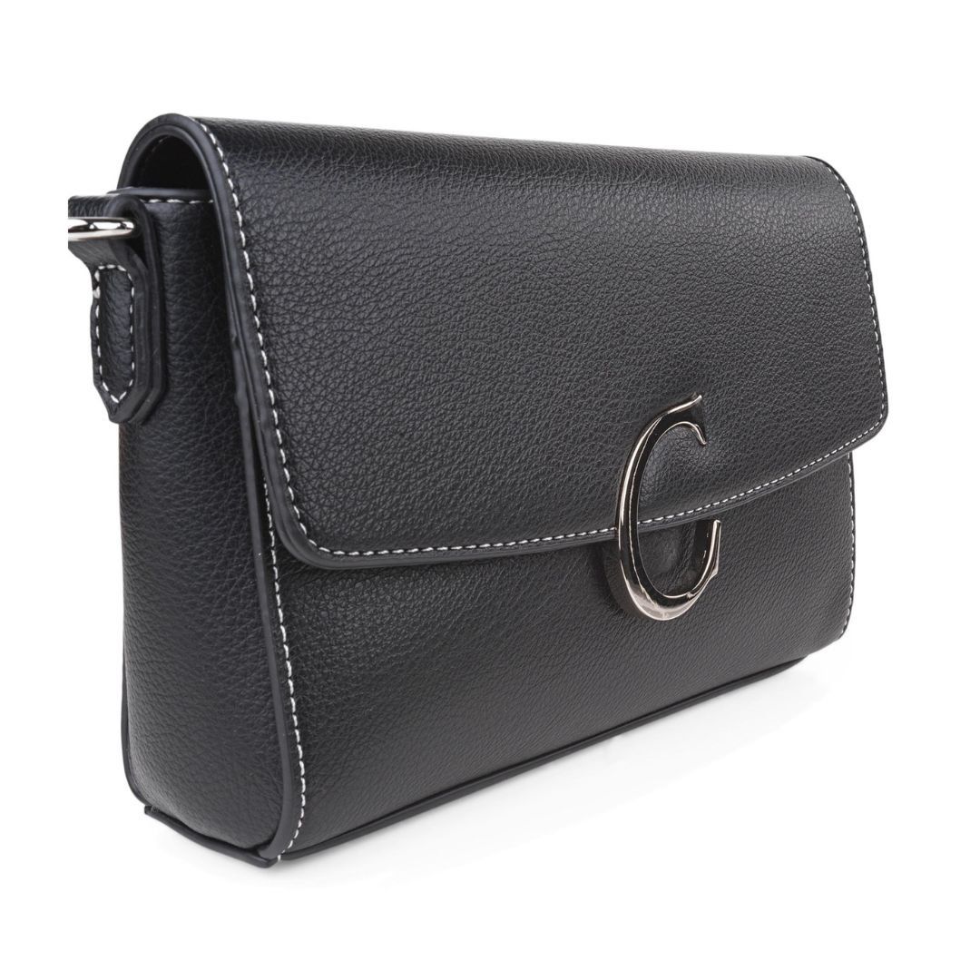 Bolso bandolera de mujer con solapa Cimarron negro ladeado Bolso bandolera de mujer con solapa Cimarron negro ladeado