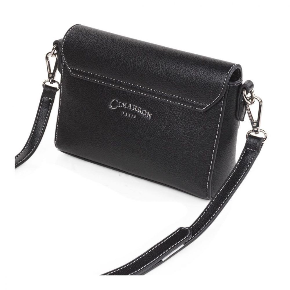 Bolso bandolera de mujer con solapa Cimarron negro trasera con bandolera