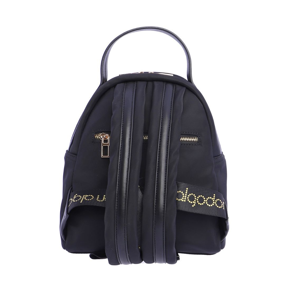 Mochila de tela negra de Don Algodon posterior