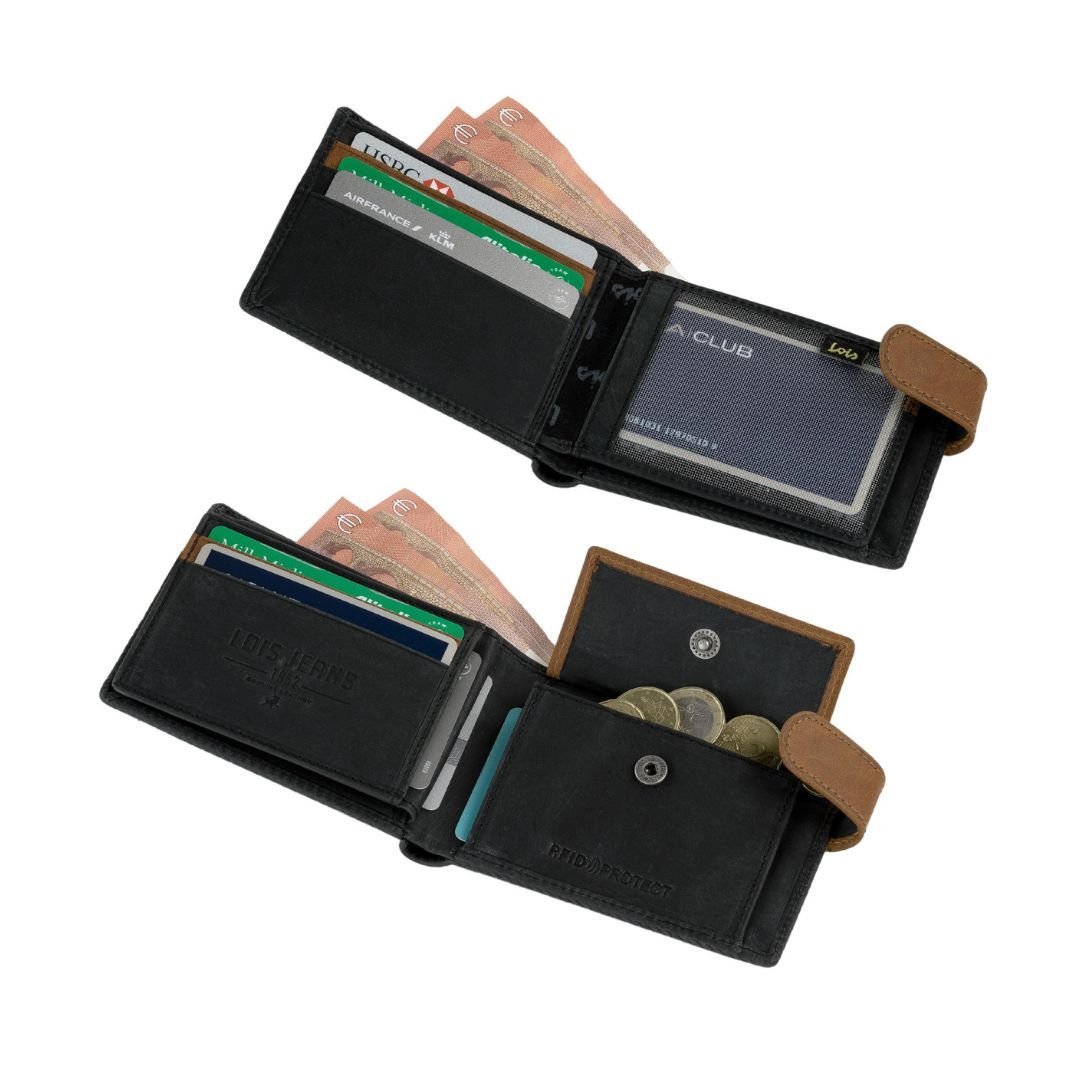 Cartera Lois hombre capacidad interior negra de piel