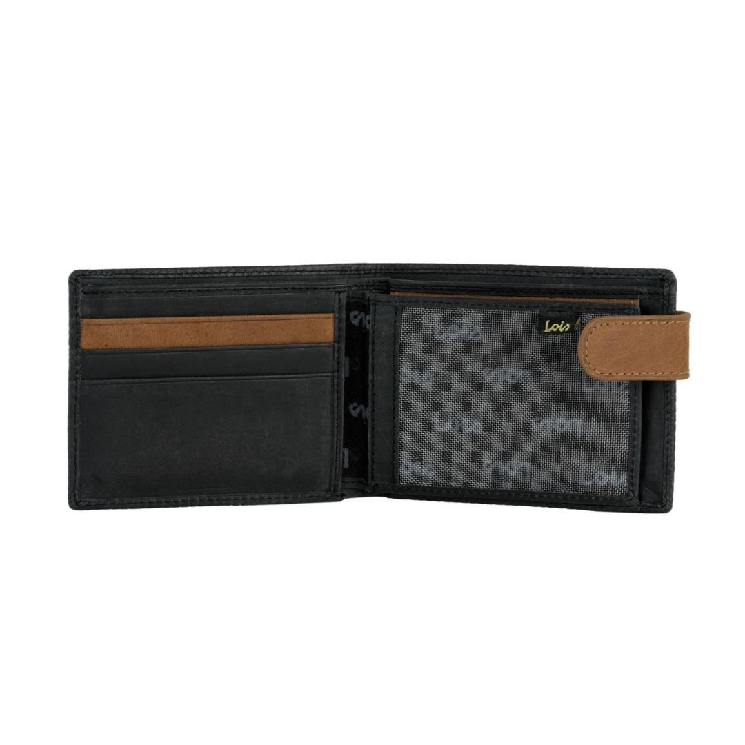 Cartera Lois hombre distribución interior negra de piel