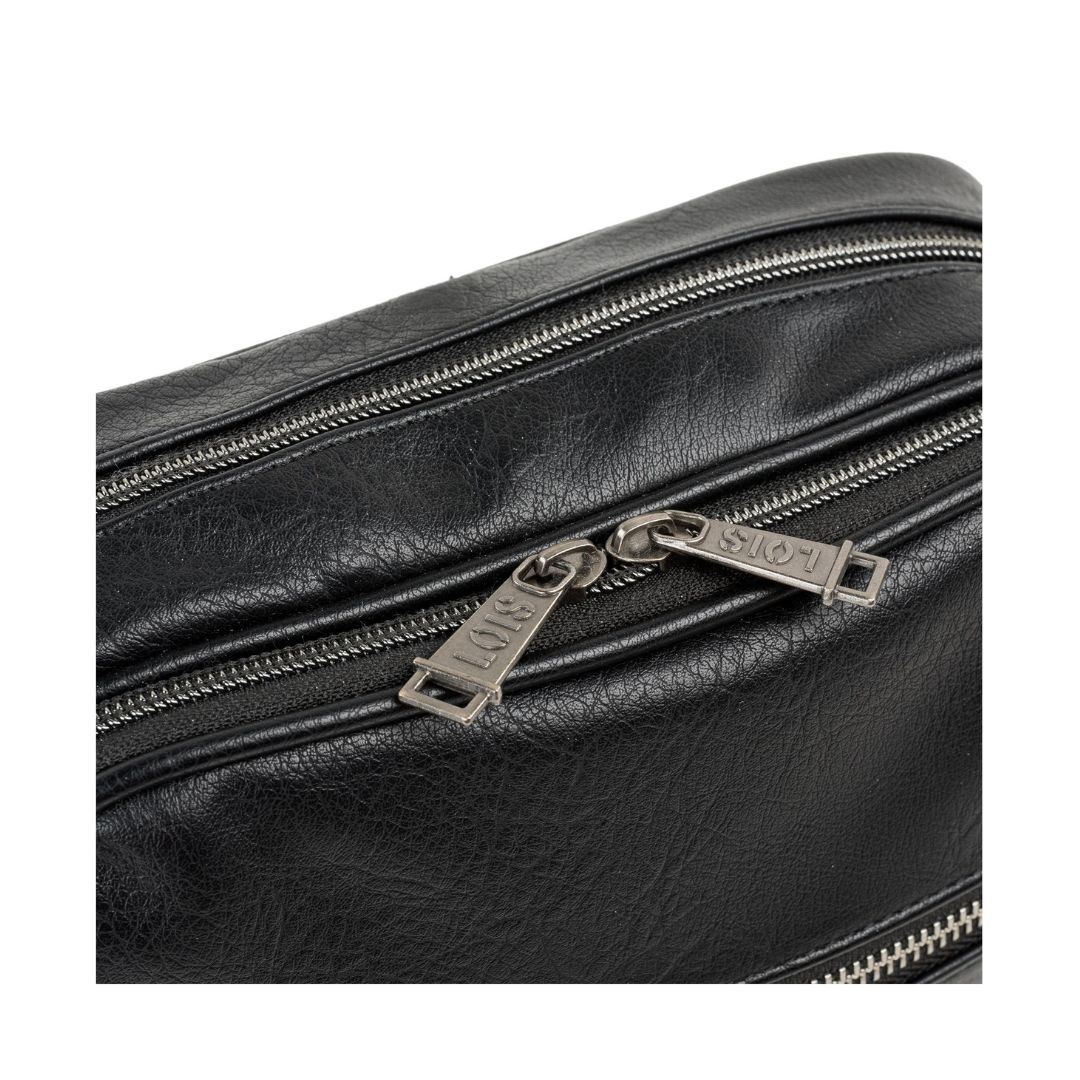 Bandolera de hombre Lois negra 310226 detalle de cremalleras