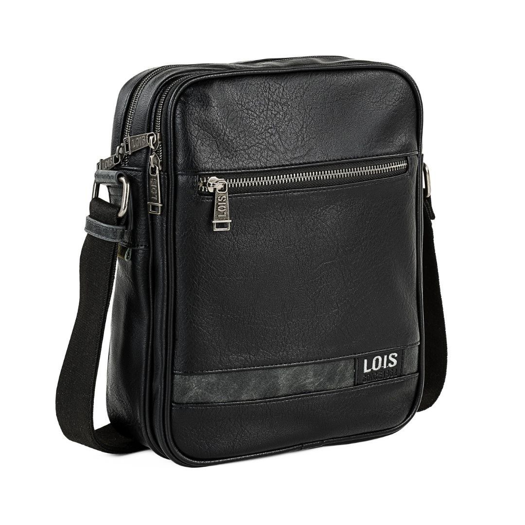 Bandolera de hombre Lois negra 310226 ladeada